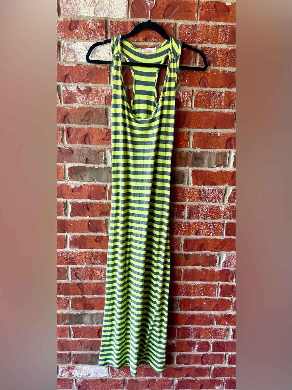 Chris & Carol Neon Yellow and Gray Striped Maxi Skirt